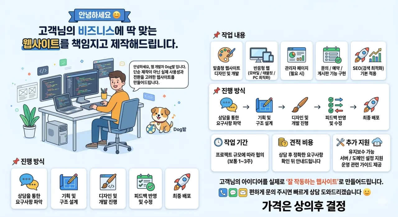 매출로 이어지는 웹 개발 언제든 편하게 문의주세요